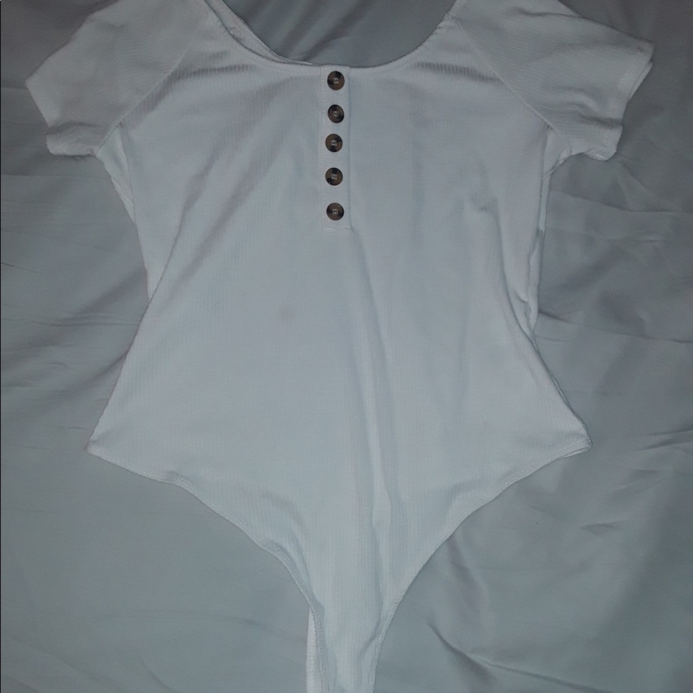 US Women’s Large White One Piece, With Buttons.